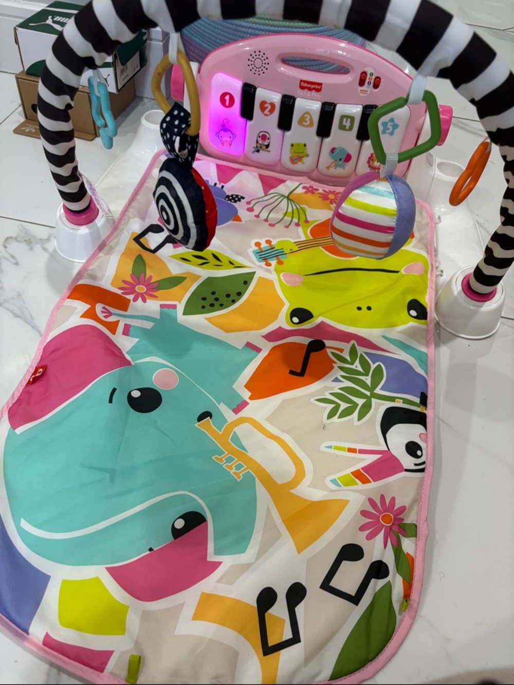 Fisher-Price Bright Pink & Multi Baby Activity Gym with Piano Keys